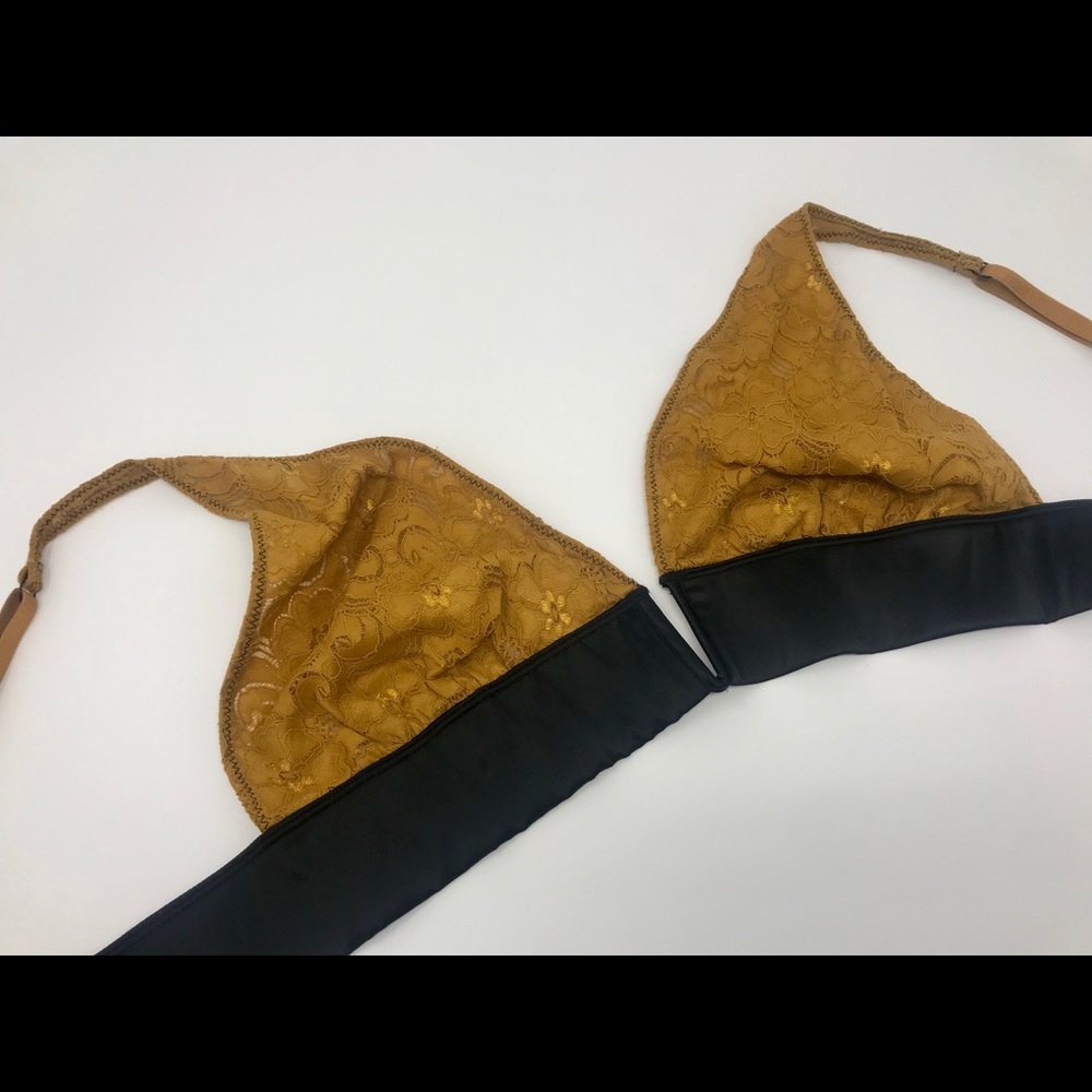 Free People Bralette - mustard and black satin